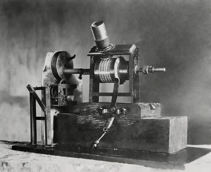 Framed Print : Edison's First Movie Machine, the Kinetoscope, was a Talkie