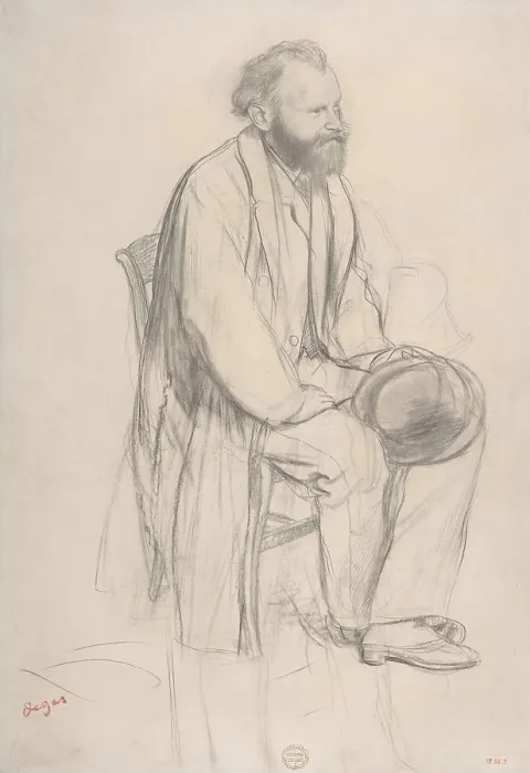 Framed Print : Edouard Manet, Seated, Holding His Hat, by Edgar Degas, 1865, French impressionist drawing on paper Framed Print : Edouard Manet, Seated, Holding His Hat, by Edgar Degas, 1865, French impressionist drawing on paper