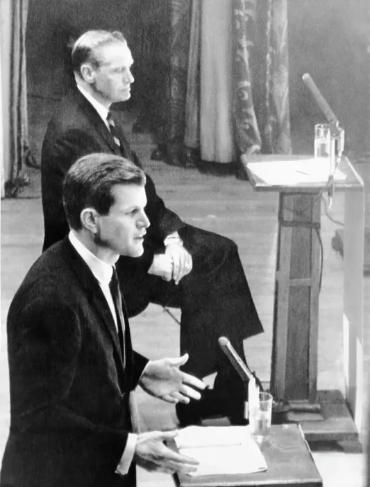 Framed Print : Edward Kennedy, (front) and Edward J. McCormack, Jr. debating during their run for Massachusetts Senate seat, September 5, 1962, Courtesy: CSU Archives / Everett Collection Framed Print : Edward Kennedy, (front) and Edward J. McCormack, Jr. debating during their run for Massachusetts Senate seat, September 5, 1962, Courtesy: CSU Archives / Everett Collection