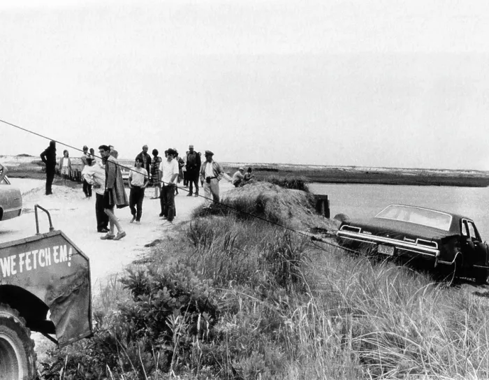 Framed Print : Edward Kennedy's 1967 Oldsmobile being pulled from the Willamette River after July 18, 1969, accident that killed Mary Jo Kopechne, Courtesy: CSU Archives / Everett Collection