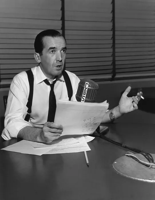 Framed Print : Edward R. Murrow, doing radio broadcast, March 12, 1954 Framed Print : Edward R. Murrow, doing radio broadcast, March 12, 1954
