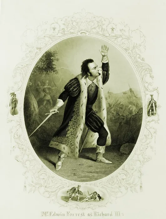 Framed Print : Edwin Forrest (1806-1872), American actor, as Shakespeare's Richard III. 1855