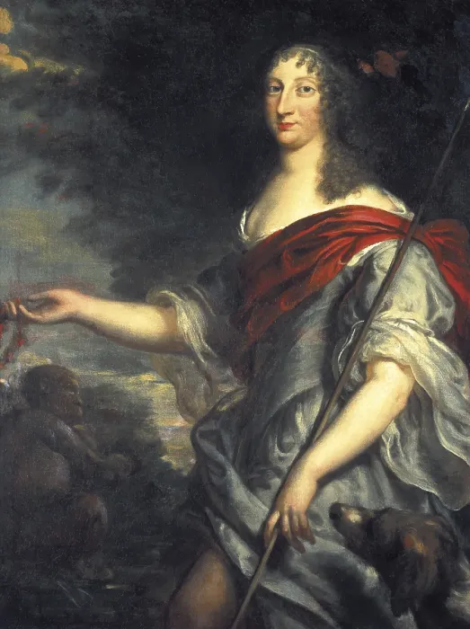 Framed Print : EGMONT, Justus van (1601-1674). The queen Christina of Sweden as Diana. 17th c. Baroque art. Oil on canvas. ITALY. Rome