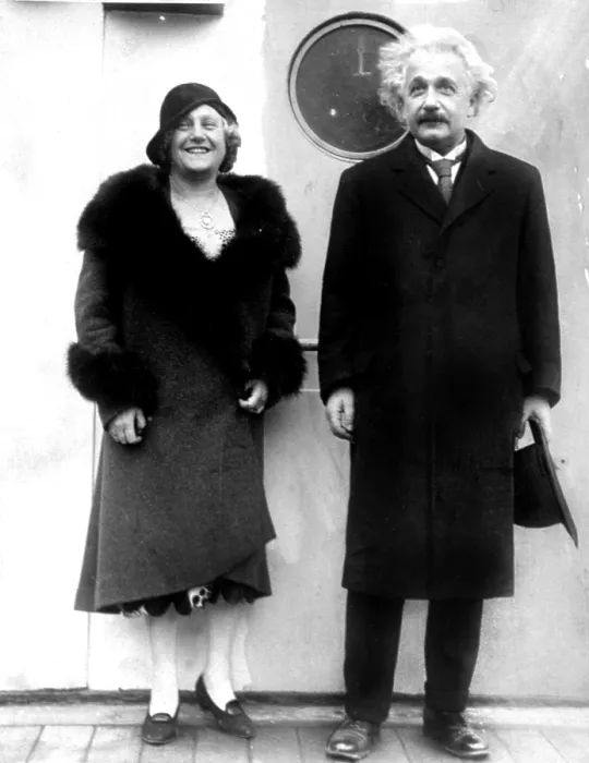 Framed Print : ELSE EINSTEIN and husband ALBERT EINSTEIN aboard the S.S. Bolgenland sailing from Antwerp to the U.S. December, 1930. Courtesy: CSU Archives  /  Everett Collection