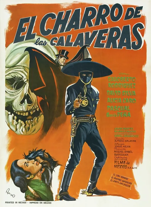 Framed Print : EL CHARRO DE LAS CALAVERAS, (aka THE RIDER OF SKULLS), Mexican poster, Dagoberto Rodriquez, 1965 Framed Print : EL CHARRO DE LAS CALAVERAS, (aka THE RIDER OF SKULLS), Mexican poster, Dagoberto Rodriquez, 1965