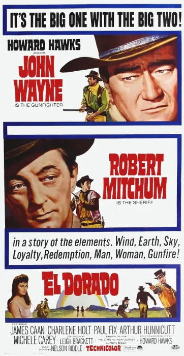 Framed Print : EL DORADO, from top: John Wayne, Robert Mitchum on poster art, 1966