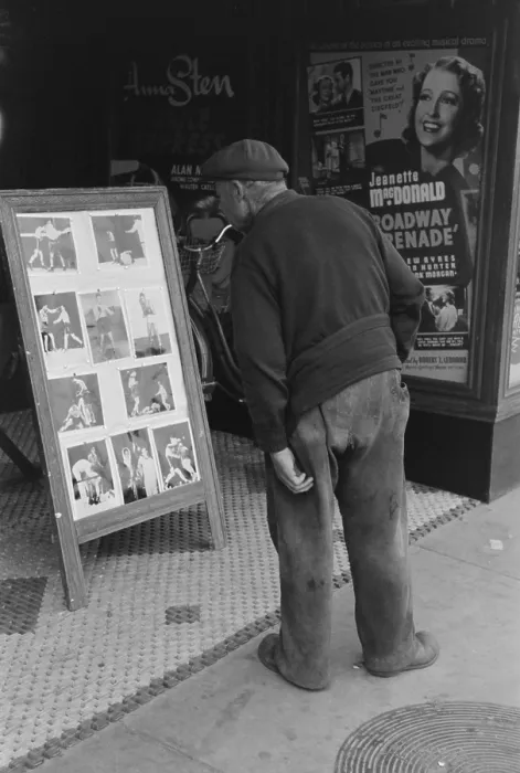 Framed Print : Elderly man with patches clothing looking at stills of Joe Lewis fight. Windsor Locks Connecticut. Oct. 1939 Framed Print : Elderly man with patches clothing looking at stills of Joe Lewis fight. Windsor Locks Connecticut. Oct. 1939