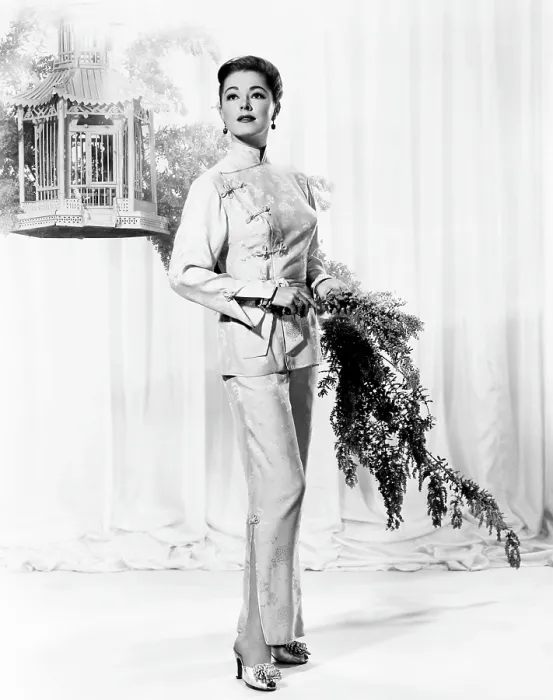Framed Print : Eleanor Parker, modeling lime-green brocade lounging pajamas, 1957 Framed Print : Eleanor Parker, modeling lime-green brocade lounging pajamas, 1957