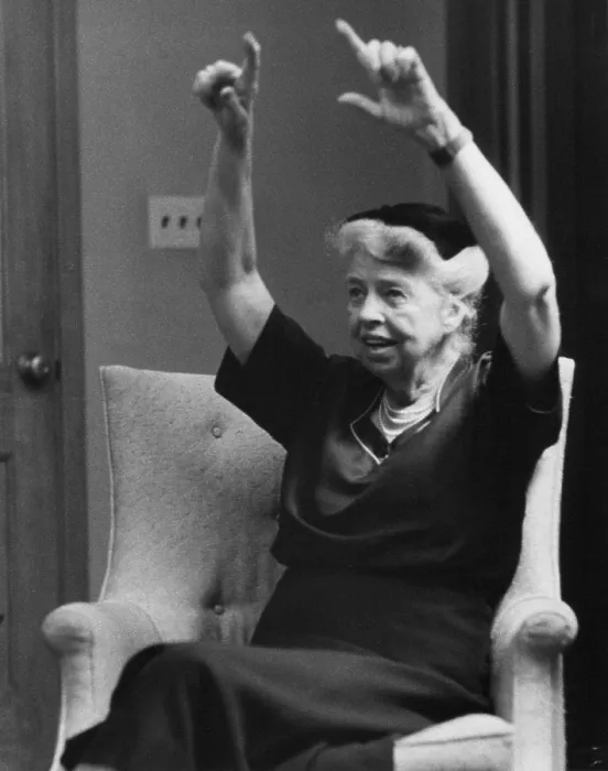 Framed Print : Eleanor Roosevelt at Cold Spring Institute for Gerontology. 1955. (BSLOC_2013_6_70)