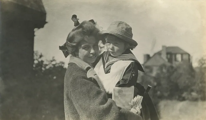 Framed Print : Eleanor Roosevelt holding her son, Elliott. Campobello Island, Aug. 14, 1913. The photo was likely taken by Franklin Roosevelt. (BSLOC_2013_6_29)