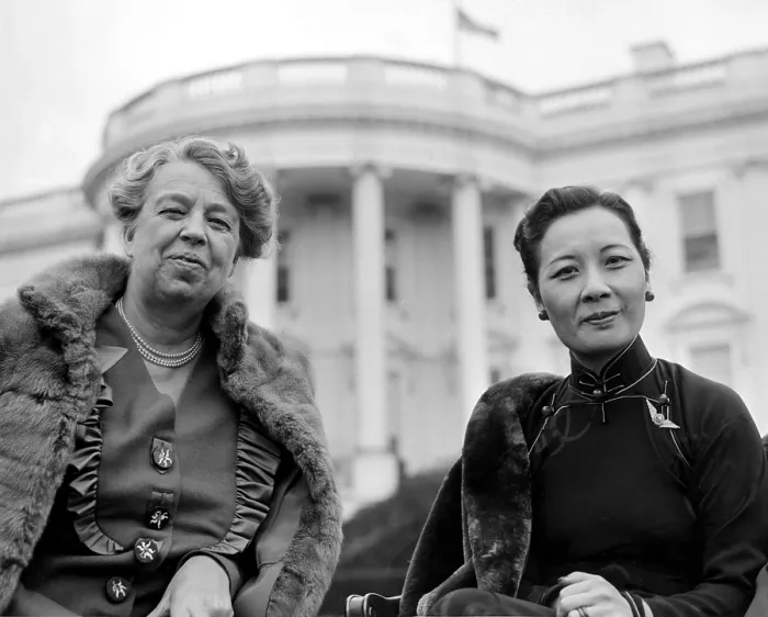 Framed Print : Eleanor Roosevelt and Madame Chiang Kai-Shek talk together on the White House Lawn, 2 / 25 / 43.. Courtesy: CSU Archives  /  Everett Collection