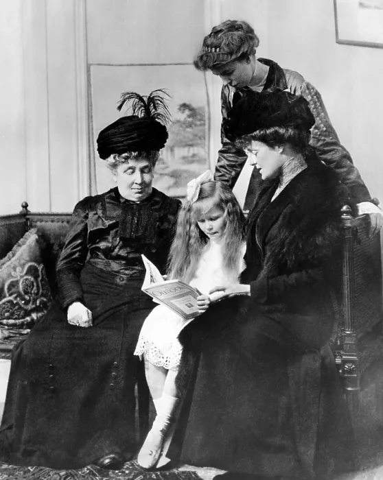 Framed Print : Eleanor Roosevelt (standing) with the most important women in her life. They are Grandma Hall (left), with whom Eleanor lived after the mother died when she was 8