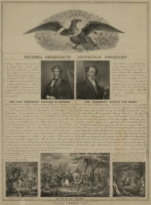 Framed Print : Election of 1840. Political broadside of the losing National Democratic Republican presidential ticket of Martin Van Buren and Richard Johnson