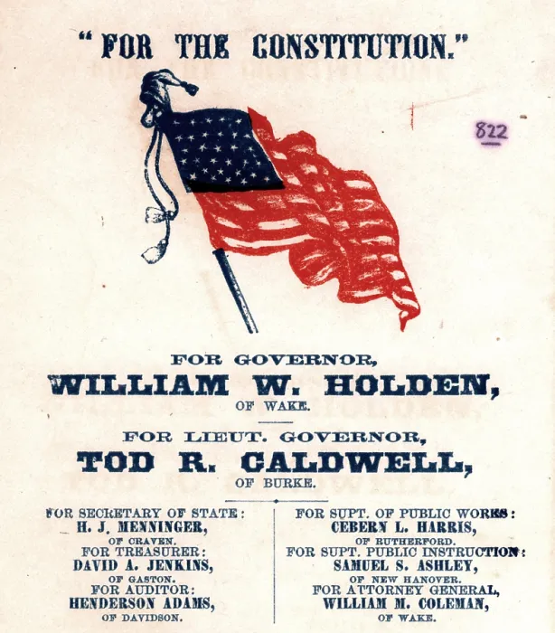 Framed Print : Election ticket for William W. Holden, of Wake, North Carolina, reads: For the Constitution, 1868 Framed Print : Election ticket for William W. Holden, of Wake, North Carolina, reads: For the Constitution, 1868