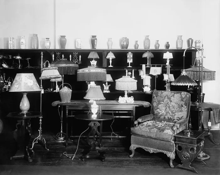 Framed Print : Electric lamps on display in a store in the Washington, D.C. area. Ca. 1920