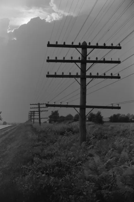 Framed Print : Electric lines taking power to rural Americans, ca. 1938. From 1935-39 the New Deal Rural Electric Administration raised electric power access 10% to 25%. (BSLOC_2013_7_85)