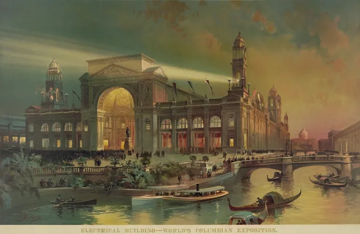 Framed Print : Electrical building at the 1893 World's Columbian Exposition, Chicago, where many Americans had their first sight of electric light Framed Print : Electrical building at the 1893 World's Columbian Exposition, Chicago, where many Americans had their first sight of electric light