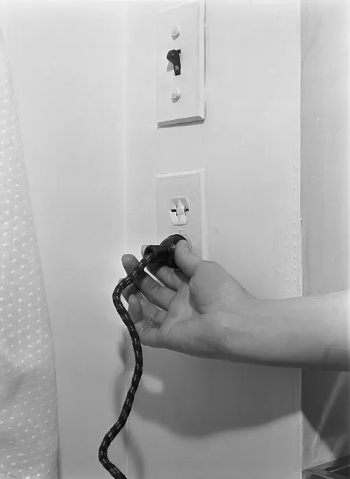 Framed Print : Electrical outlets in an American home during World War II Framed Print : Electrical outlets in an American home during World War II