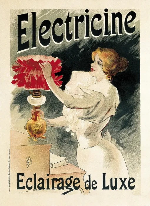 Framed Print : Electricine. Eclairage de Luxe. Poster by Lucien Lefevre (1895). Private Collection. - BeBa / Iberfoto / Everett Collection (327785)**US SALES ONLY**