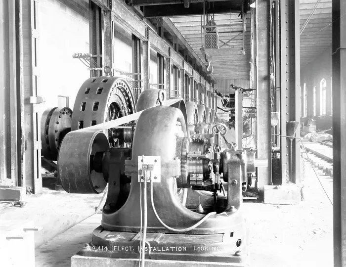 Framed Print : Electricty. Westinghouse belt-driven exciters and alternators. Michigan Lake Superior Power Company, Sault Ste. Marie, MI. photo, 1903 Framed Print : Electricty. Westinghouse belt-driven exciters and alternators. Michigan Lake Superior Power Company, Sault Ste. Marie, MI. photo, 1903