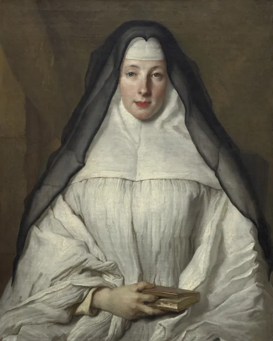 Framed Print : Elizabeth Throckmorton, Canoness of the Order of the Dames Augustines Anglaises, by Nicolas de Largillierre, French painting, oil on canvas