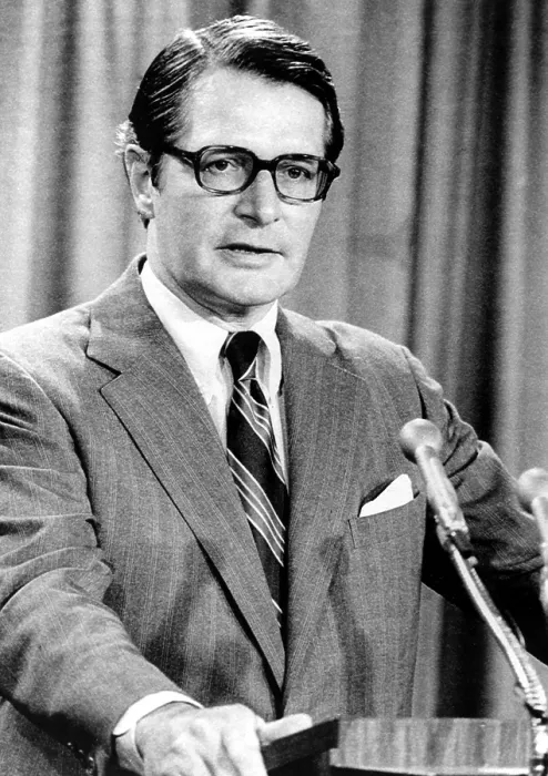 Framed Print : Elliot Richardson, Attorney General designate addresses Watergate Scandal at Press Conference, Washington, D.C. 05-07-1973.. Courtesy: CSU Archives  /  Everett Collection