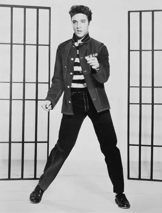 Framed Print : Elvis Presley (1935-1977), publicity still from JAILHOUSE ROCK. 1957 Framed Print : Elvis Presley (1935-1977), publicity still from JAILHOUSE ROCK. 1957