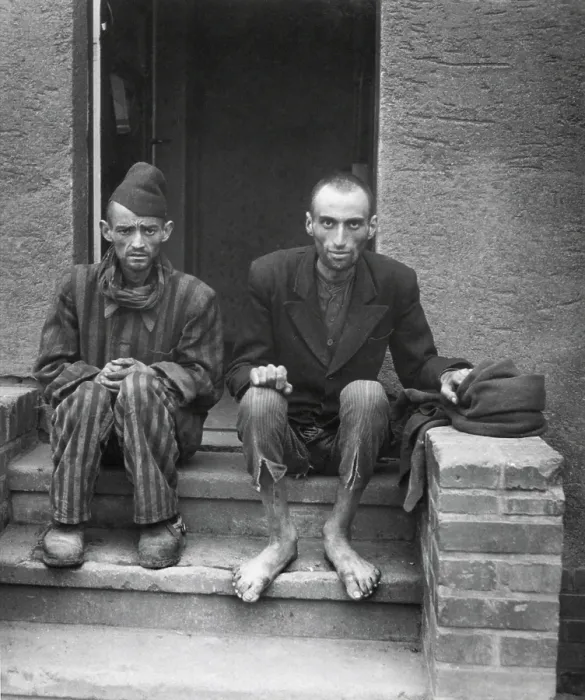 Framed Print : Emaciated liberated inmates Nordhausen Concentration camp. U.S. Army found from 3, 000 to 4, 000 inmates, all maltreated, beaten and starved. April 12, 1945. Germany, World War 2