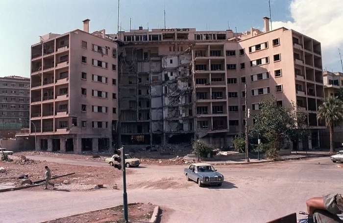 Framed Print : US Embassy in Beirut Lebanon was destroyed by terrorist suicide bomb on April 18 1983
