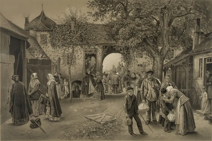 Framed Print : THE EMIGRANTS FAREWELL. 1883 American print depicting German emigrants gathered at seaport for embarkation to North America Framed Print : THE EMIGRANTS FAREWELL. 1883 American print depicting German emigrants gathered at seaport for embarkation to North America