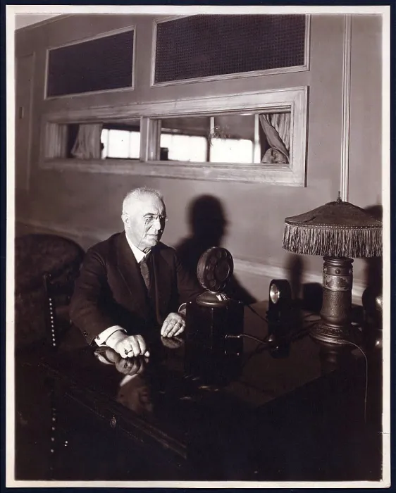 Framed Print : Emile Berliner (1851-1929), American inventor of the phonograph, seated in front of early microphone, circa 1926 Framed Print : Emile Berliner (1851-1929), American inventor of the phonograph, seated in front of early microphone, circa 1926