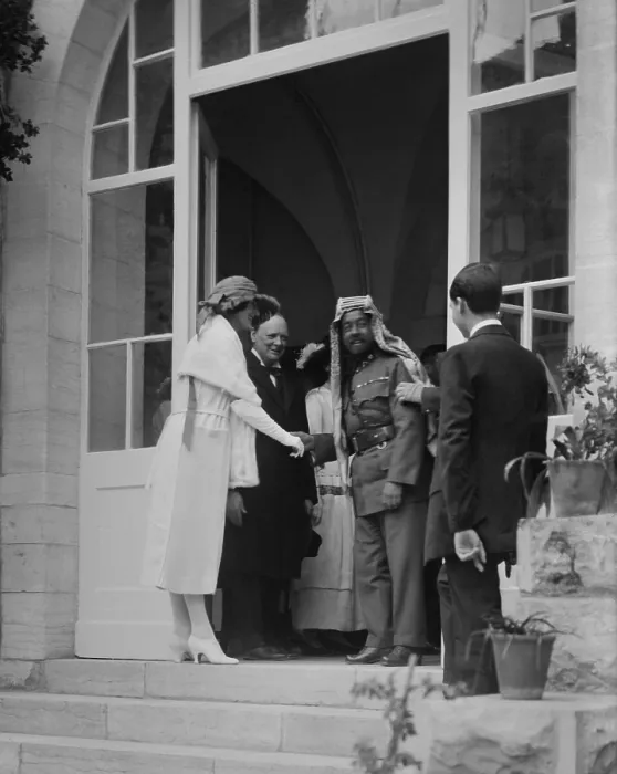Framed Print : Emir Abdullah of Transjordan shaking hands with Clementine Churchill, Jerusalem, Mar. 28, 1921 Framed Print : Emir Abdullah of Transjordan shaking hands with Clementine Churchill, Jerusalem, Mar. 28, 1921