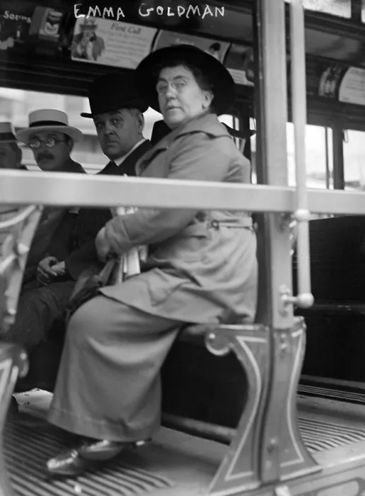 Framed Print : Emma Goldman and Alexander Berkman (with glasses) on a streetcar in San Francisco. Anarchists and radical revolutionaries, they were deported in 1919. photo 1917