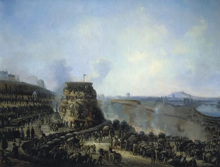 Framed Print : The Emperor Napoleon III and the Empress Eugenie visiting the Chaillot Hill in Paris. Urban reform led by Georges Eugne Haussmann. Painting by Louis Moullin, 1867. Oil on canvas