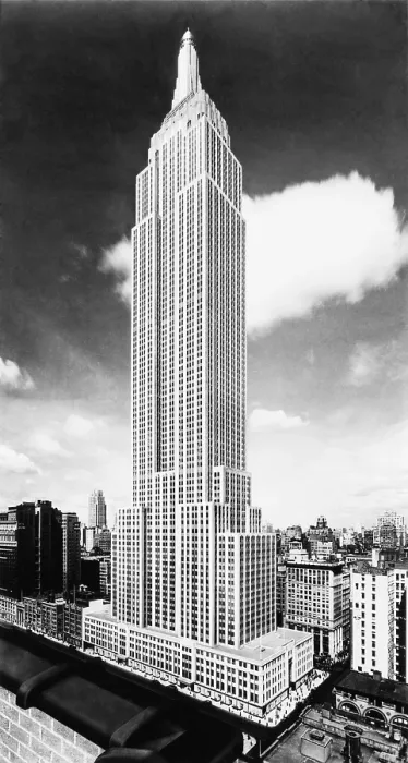 Framed Print : Empire State Building as depicted in a 1931. The lower part is a photographic image, which transitions into a painted image in the upper half. 1931 Framed Print : Empire State Building as depicted in a 1931. The lower part is a photographic image, which transitions into a painted image in the upper half. 1931