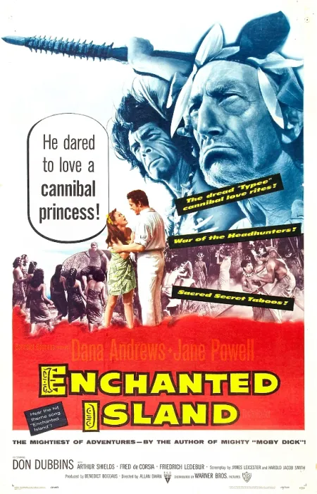 Framed Print : ENCHANTED ISLAND, US poster, center from left: Dana Andrews, Jane Powell, 1958 Framed Print : ENCHANTED ISLAND, US poster, center from left: Dana Andrews, Jane Powell, 1958