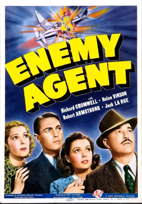Framed Print : ENEMY AGENT, US poster, from left: Helen Vinson, Richard Cromwell, Marjorie Reynolds, Robert Armstrong, 1940