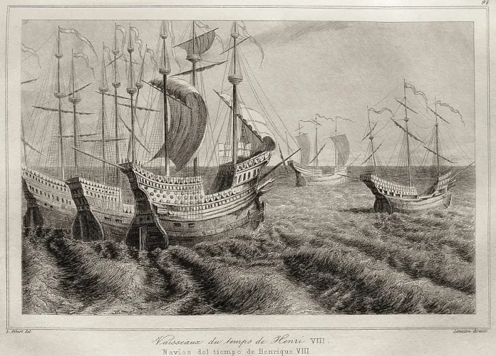 Framed Print : England (16th c.). Kingdom of Henry VIII. Ships. Facsimile after an engravng. AISA / Everett Collection**US SALES ONLY** Framed Print : England (16th c.). Kingdom of Henry VIII. Ships. Facsimile after an engravng. AISA / Everett Collection**US SALES ONLY**