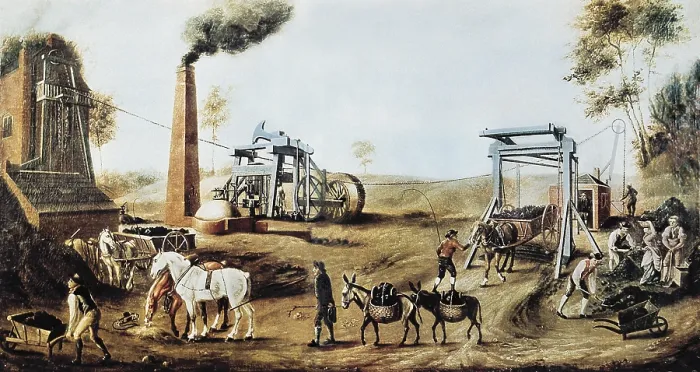 Framed Print : England (18th C.). Industrial Revolution. Explotation of a coal mine using a Newcomen's engine. Oil on canvas. UNITED KINGDOM. ENGLAND. Liverpool. Walker Art Gallery Framed Print : England (18th C.). Industrial Revolution. Explotation of a coal mine using a Newcomen's engine. Oil on canvas. UNITED KINGDOM. ENGLAND. Liverpool. Walker Art Gallery