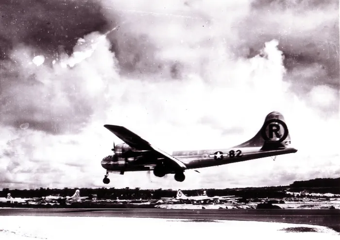 Framed Print : Enola Gay- Boeing B-29 Superfortress 'Enola Gay' landing after the atomic bombing mission on Hiroshima, Japan. 1945 Framed Print : Enola Gay- Boeing B-29 Superfortress 'Enola Gay' landing after the atomic bombing mission on Hiroshima, Japan. 1945