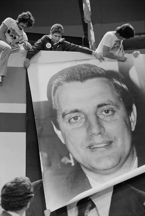 Framed Print : Enormous photograph of Walter Mondale. The liberal Minnesota Democrat was the successful Vice Presidential candidate in 1976. July 15, 1976