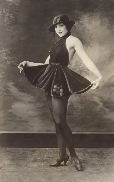 Framed Print : The Entertainer, a photo-postcard, of a full-length portrait of a woman wearing hat, short skirt and dark sheer tights. Dec. 14, 1921. (BSLOC_2015_17_218) Framed Print : The Entertainer, a photo-postcard, of a full-length portrait of a woman wearing hat, short skirt and dark sheer tights. Dec. 14, 1921. (BSLOC_2015_17_218)