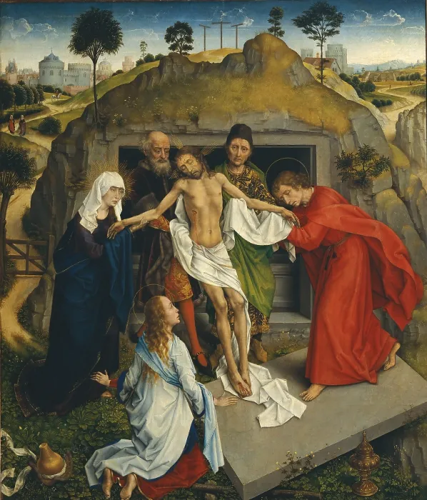 Framed Print : The Entombement of Christ - Lamentation over the Dead Christ, by Van der Weyden Rogier, 15th Century, 1450 about, oil on panel (oak), cm 111 x 95 - Italy, Tuscany, Florence