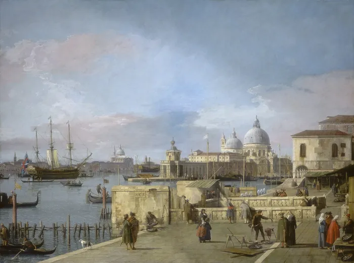 Framed Print : Entrance to the Grand Canal from the Molo, Venice, by Canaletto, 1742-44, Italian painting, oil on canvas
