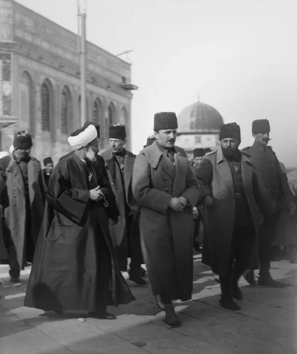 Framed Print : Enver Pasha (center) and Cemal Pasha (center right) in Jerusalem in 1916, at the Dome of the Rock. Enver, as Minister of War, was the main leader of Turkey from 1914-1918 Framed Print : Enver Pasha (center) and Cemal Pasha (center right) in Jerusalem in 1916, at the Dome of the Rock. Enver, as Minister of War, was the main leader of Turkey from 1914-1918
