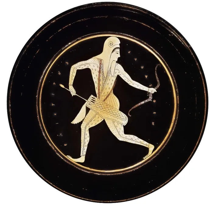 Framed Print : EPICTETUS (6th century BC). Red-figured plate. 520 -500 BC. Persian archer. Archaic Greek art. Ceramics. UNITED KINGDOM. London. The British Museum. Proc: GREECE. Athens Framed Print : EPICTETUS (6th century BC). Red-figured plate. 520 -500 BC. Persian archer. Archaic Greek art. Ceramics. UNITED KINGDOM. London. The British Museum. Proc: GREECE. Athens