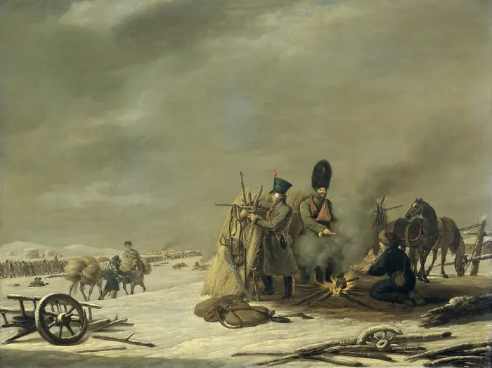 Framed Print : Episode from Napoleon's Retreat from Russia, by Johannes Hari, c. 1812-20, Dutch oil painting