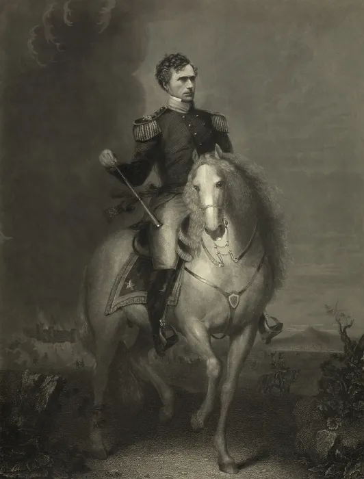 Framed Print : Equestrian portrait of General Franklin Pierce who was elected President in 1852