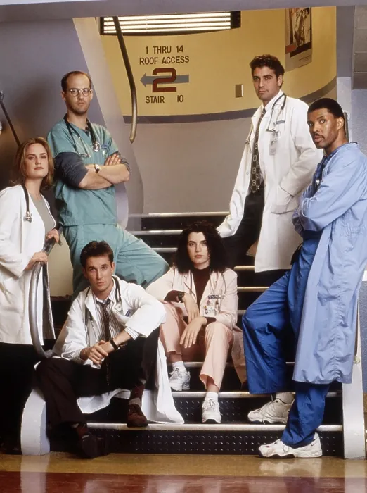 Framed Print : ER, (aka E.R.), from left, Sherry Stringfield, Anthony Edwards, Noah Wylie, Julianna Margulies, George Clooney, Eriq La Salle, 1994-2009 (ca. 1997 photo) Framed Print : ER, (aka E.R.), from left, Sherry Stringfield, Anthony Edwards, Noah Wylie, Julianna Margulies, George Clooney, Eriq La Salle, 1994-2009 (ca. 1997 photo)
