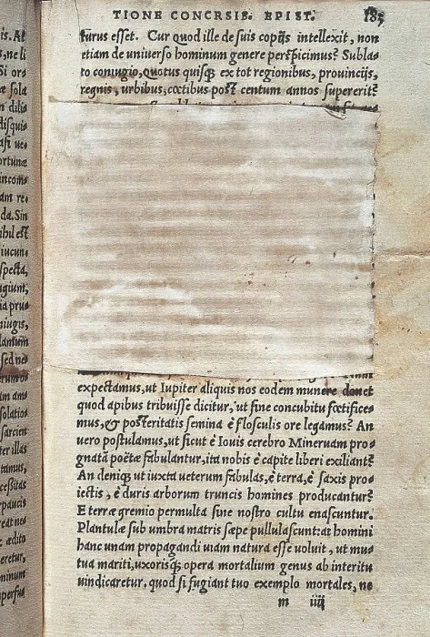 Framed Print : Erasmus, Desiderius Erasmus Roterdamus (1469-1539). 'De Ratione Conscribendi epistolas'. Edition with crossing outs by the Inquisition. SPAIN. Barcelona